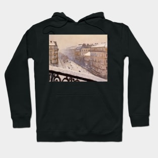 boulevard haussmann in the snow - Gustave Caillebotte Hoodie